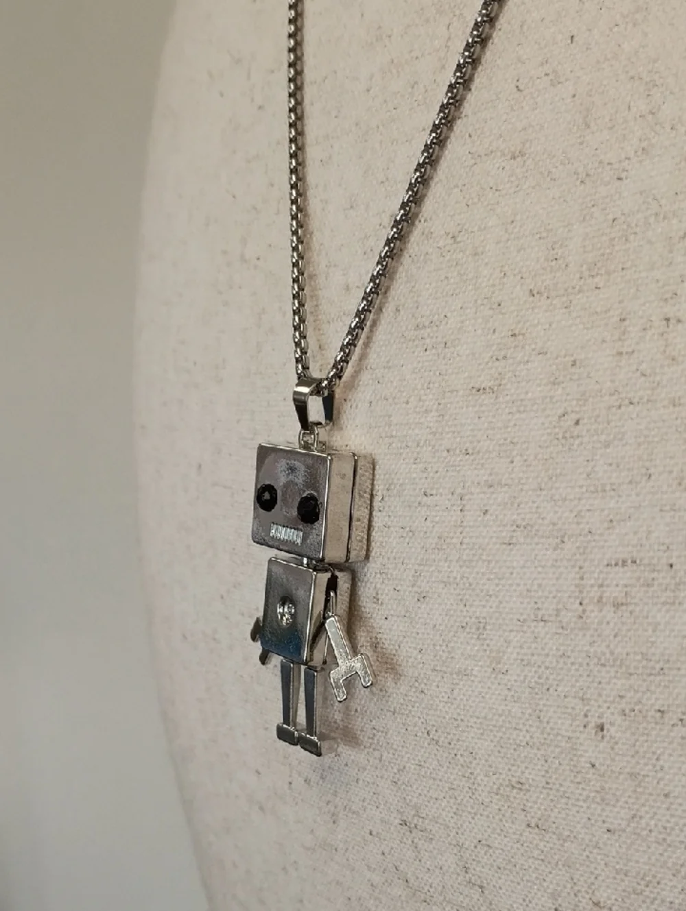 Silver Robot Pendant Necklace Movable Charm Kawaii Novelty Jewelry